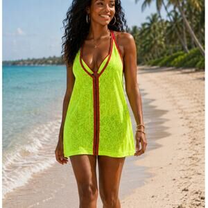 Women's Swimsuit Cover-Up by Pitusa Neon Tunic Petite Sundress Swimwear Resort